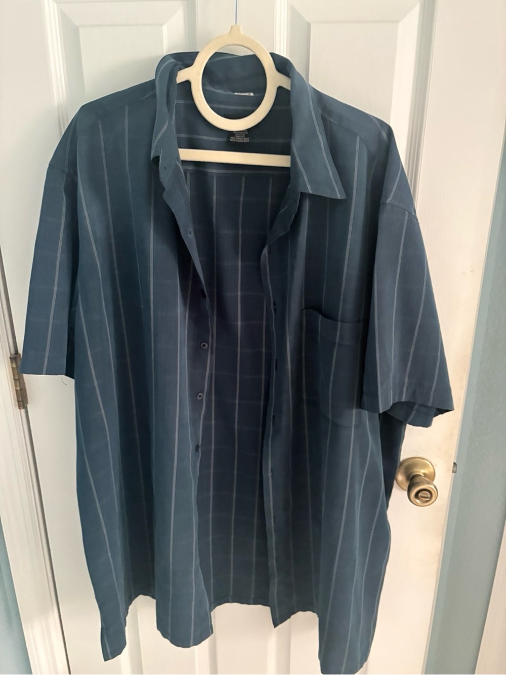 J. Ferrar Men’s 2XLT Big & Tall Blue Striped Short Sleeve Button-Up Shirt